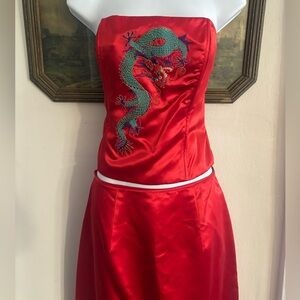 Vintage Y2K Rare Gunne Sax Millenium 2000 Dragon Two Piece Corset Set